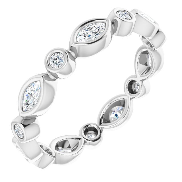 0.64 ct. Bezel Set Marquise & Round Diamond Eternity Band-VIRABYANI